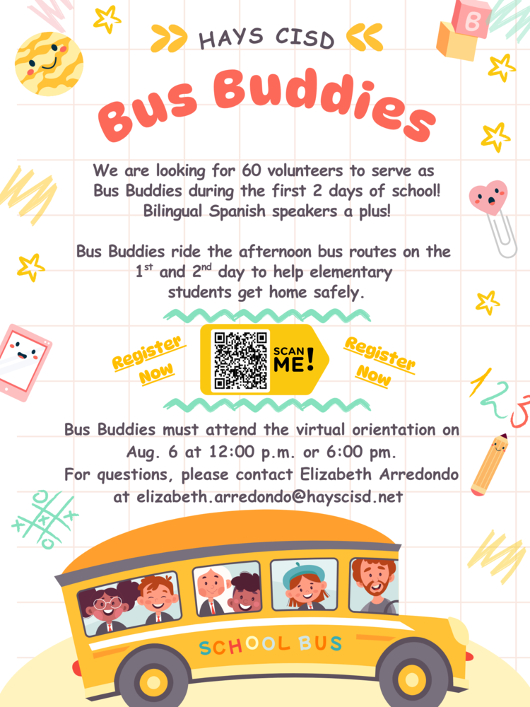 Hays CISD Bus Buddies flyer