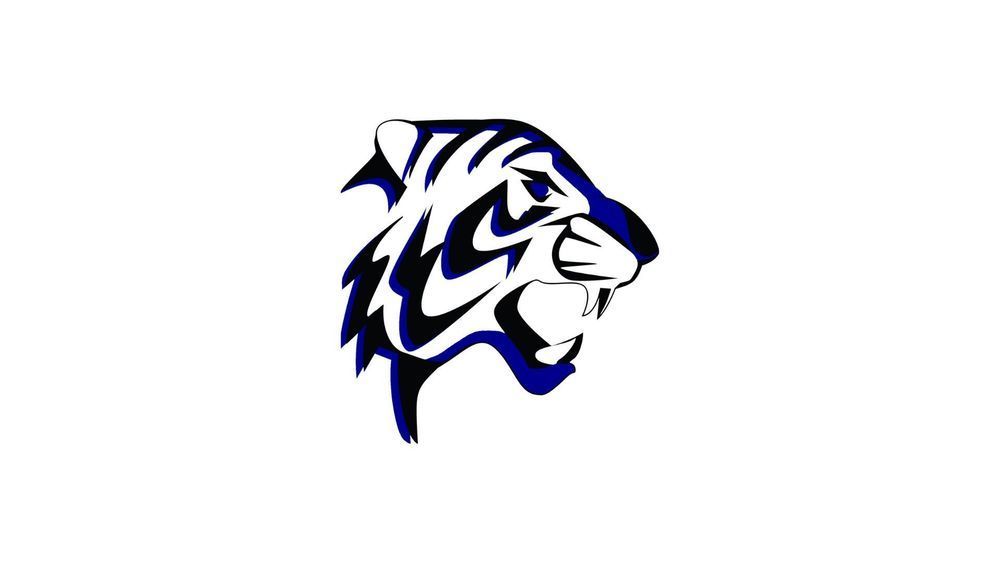 McCormick Middle School logo of a tiger head with white, blue and black colors