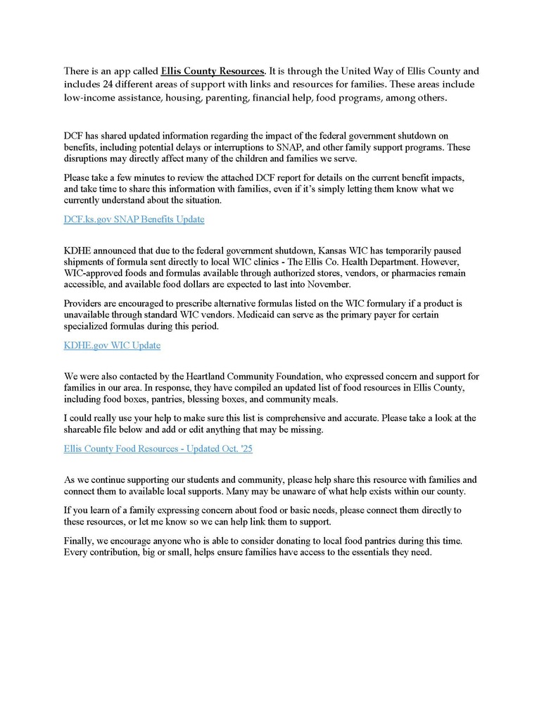 Supporting Families During the Federal Government Shutdown