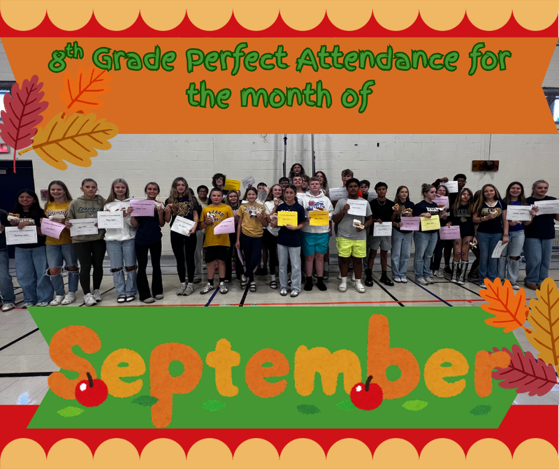 8th Grade Perfect Attendance for September