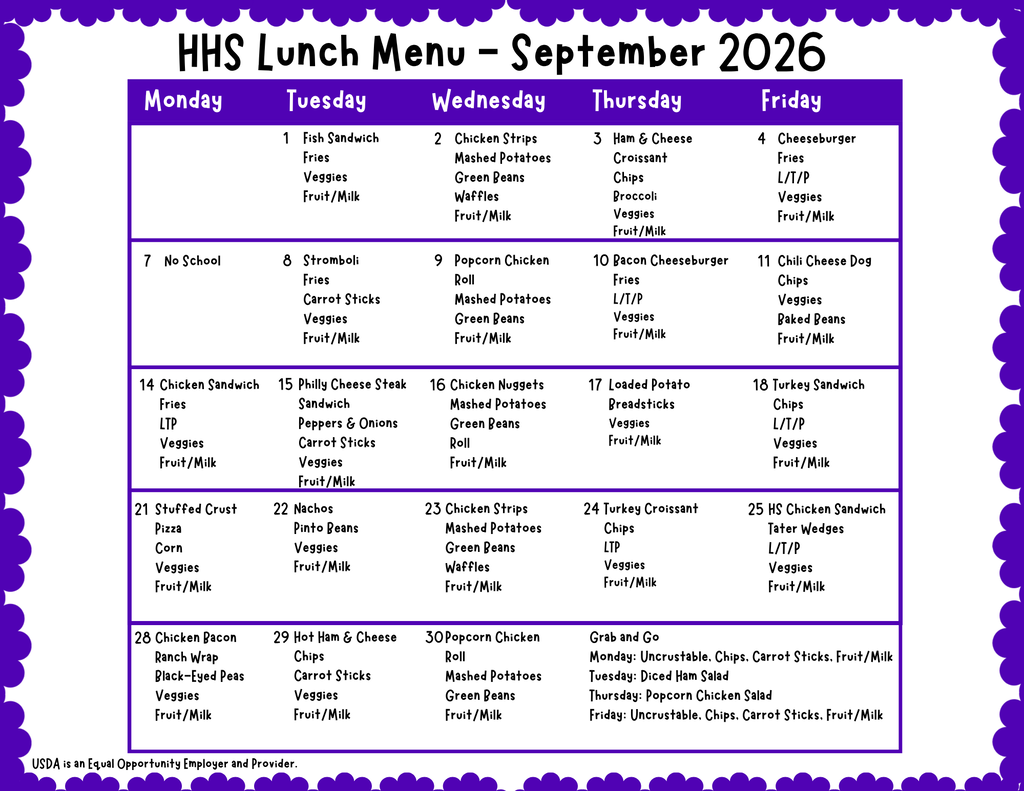 HHS Menu