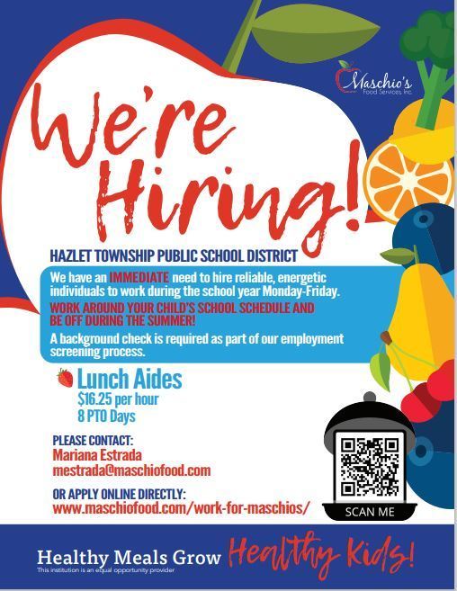 Maschio's Hiring Lunch Aides