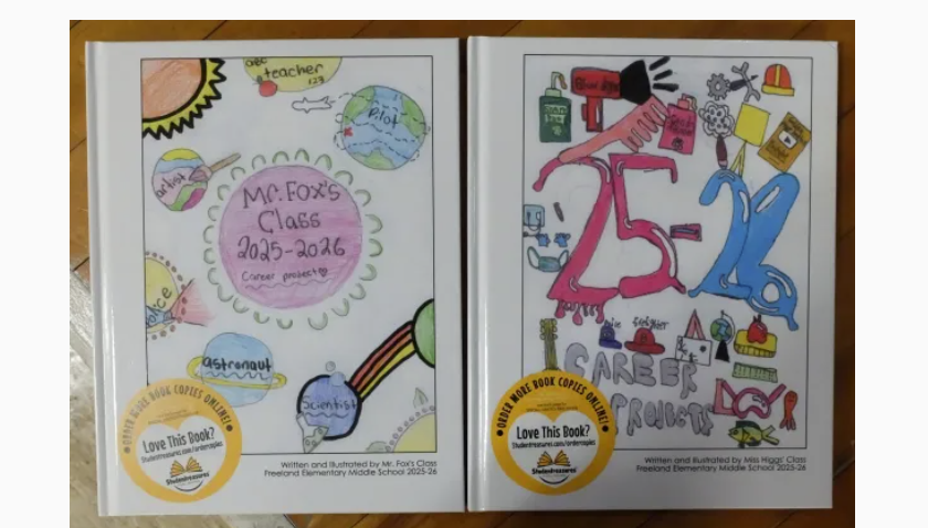 newspaper image of book illustrated by the 5th grade classes