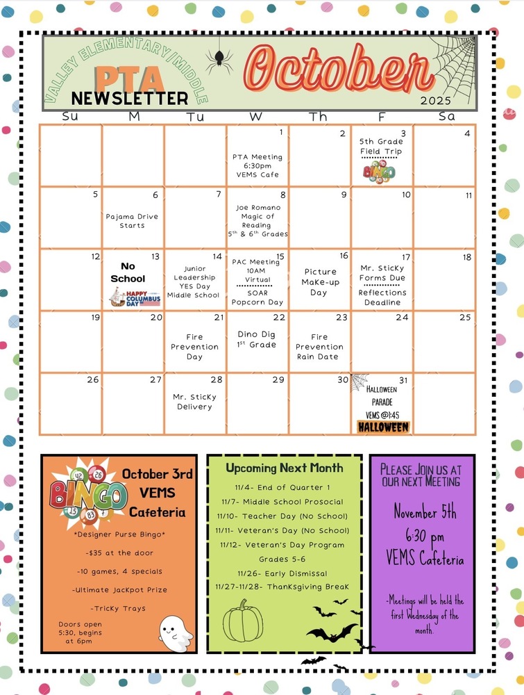 October PTA Calendar
