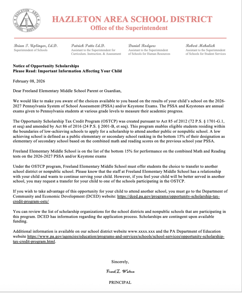 OSTC Parent Letter 25-26