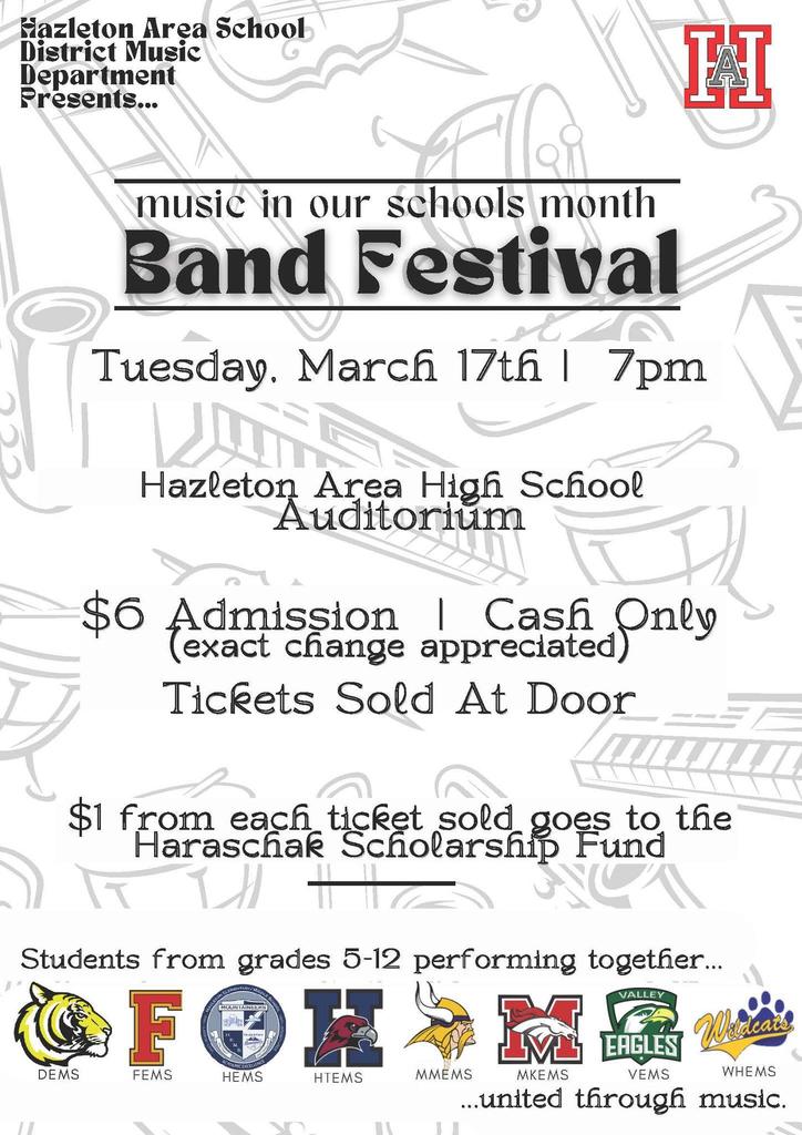band festival flyer with information for event