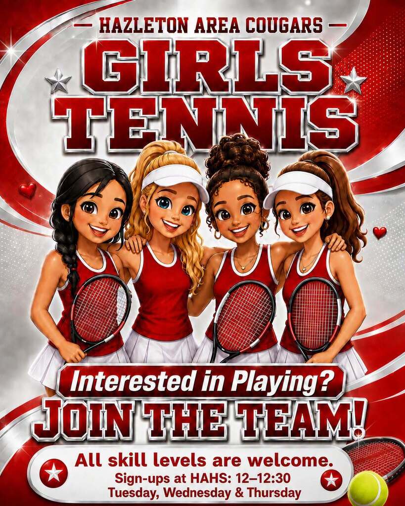 girls ten nis flyer with dates and times for sign ups