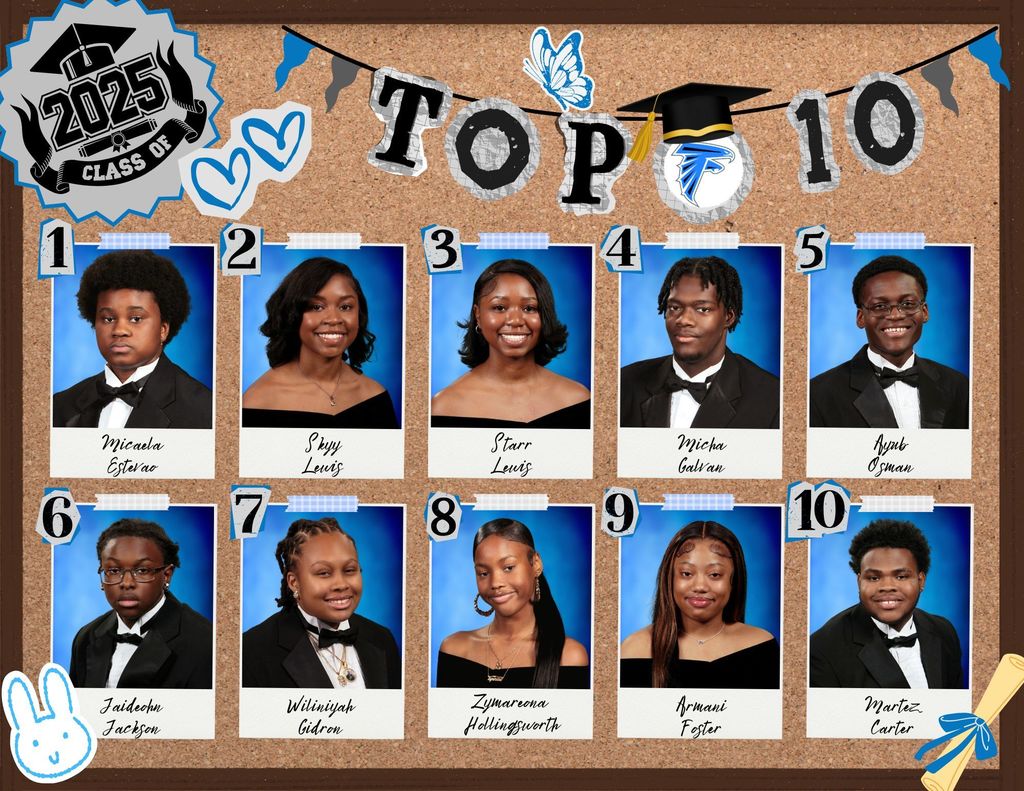 Top 10 Seniors:  #1 Micaela Estevao, #2 Skyy Lewis, #3 Starr Lewis, #4 Micha Galvan, #5 Ayub Osman, #6 Jaideohn Jackson, #7 Wiliniyah Gidron, #8 Zymareona Hollingsworth,  #9 Armani Foster, #10 Martez Carter