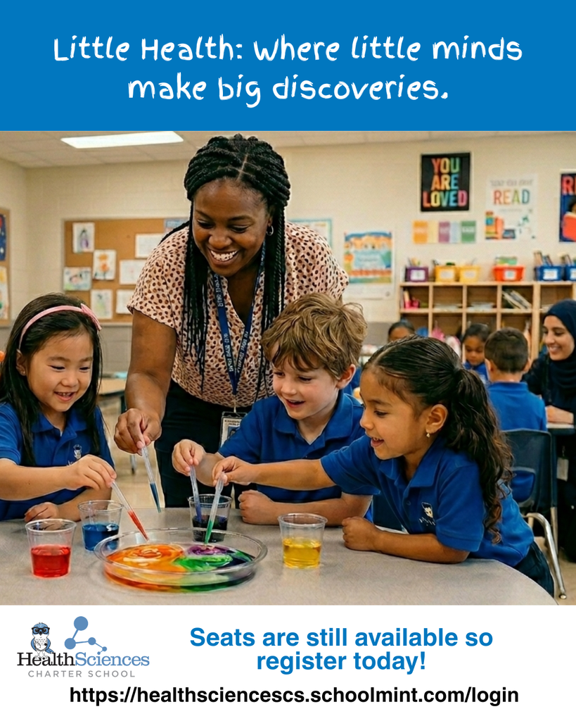 Healthy habits, bright futures. Building a strong foundation from day one. Seats are still available so register today! https://healthsciencescs.schoolmint.com/login
