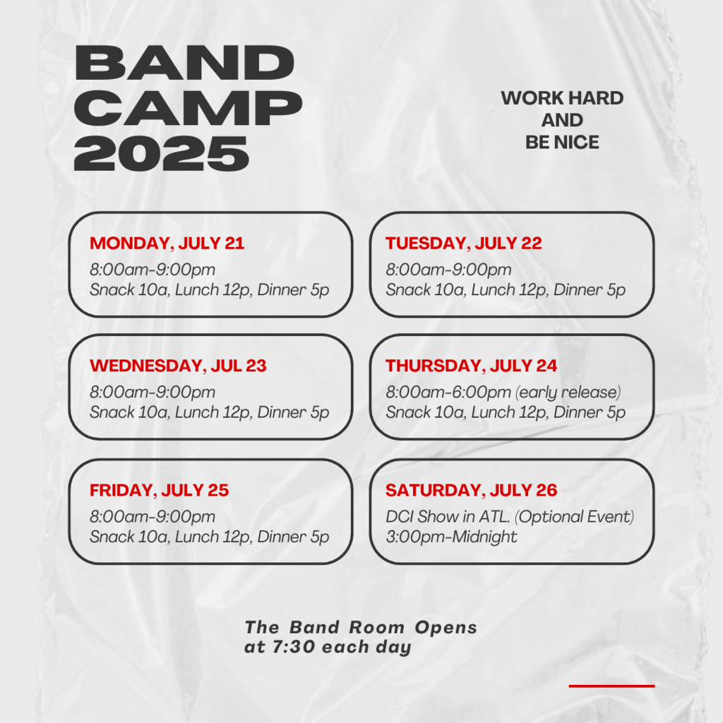 band camp schedule 2025