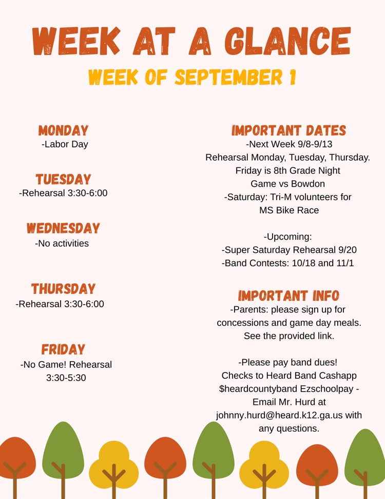 Week at a Glance 9/1