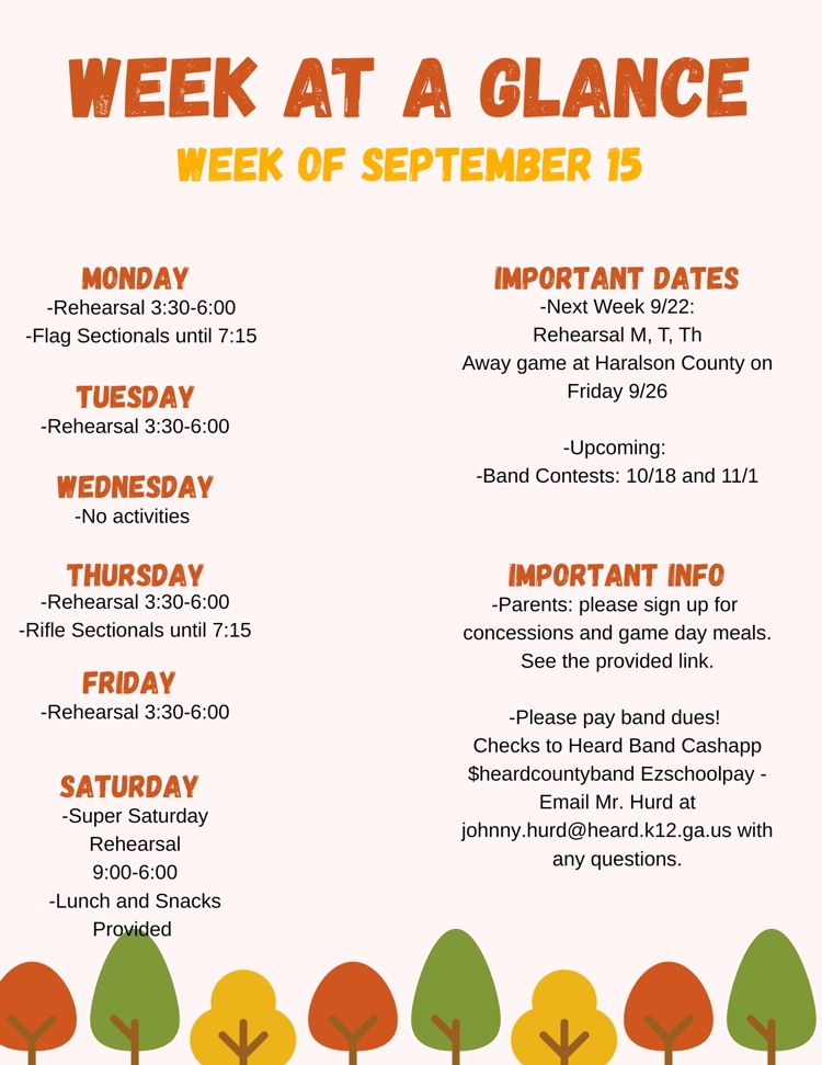 Week at a Glance 9/15