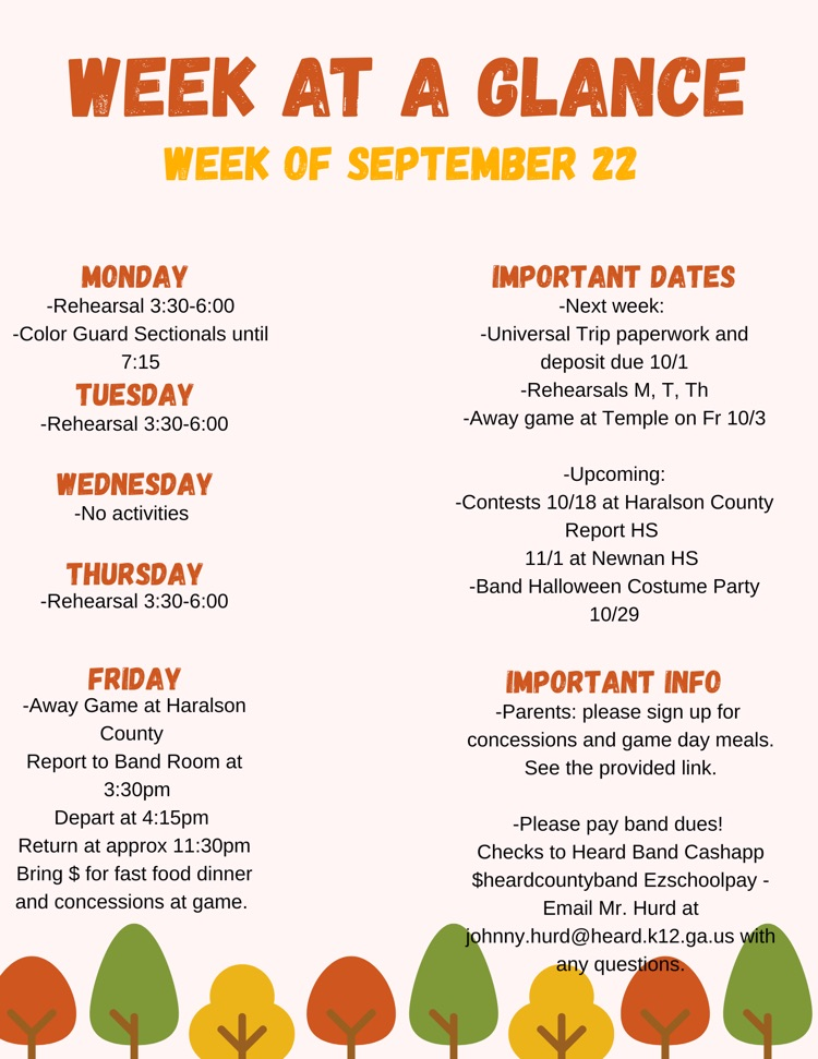 Week at a Glance 9/22