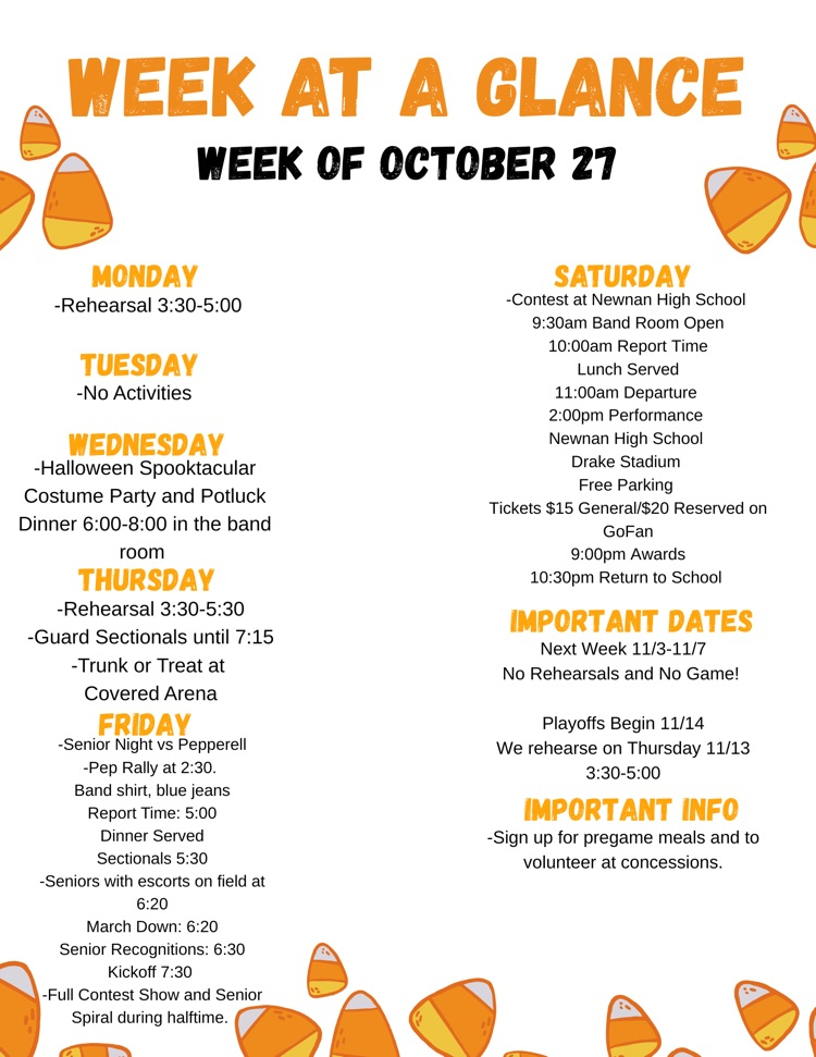 Week at a Glance 10/27