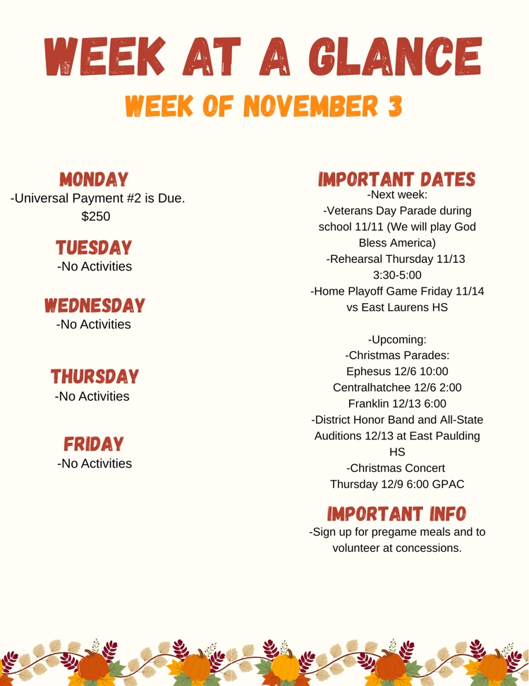 Week at a Glance 11/3