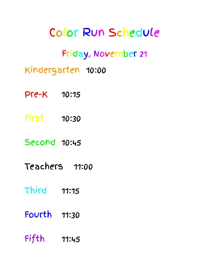 2025 Color Run Schedule