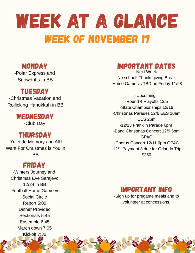 Week at a Glance 11/17