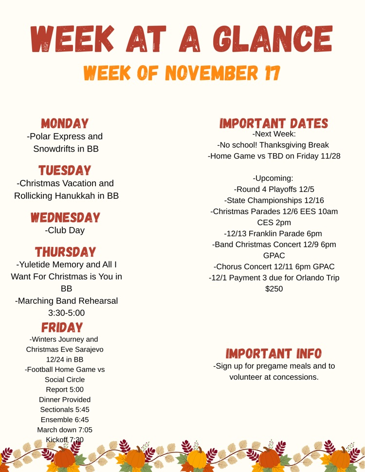 Week at a Glance 11/17