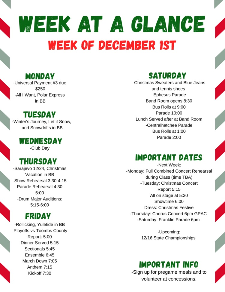 Week at a Glance 12/1