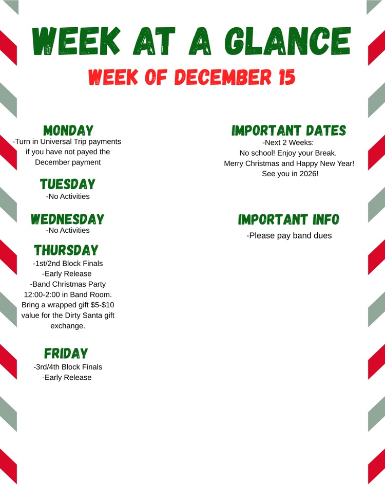 Week at a glance 12/15