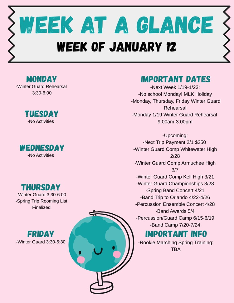 Week at a Glance 1/12
