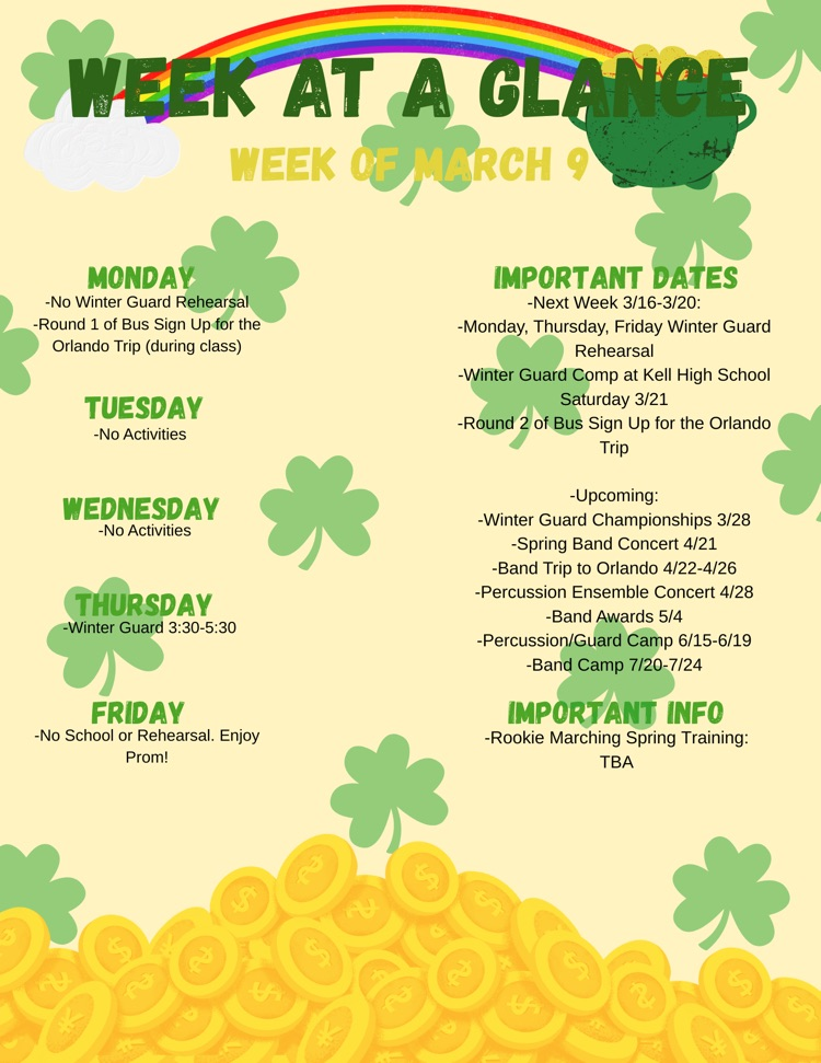 Week at a Glance 3/9