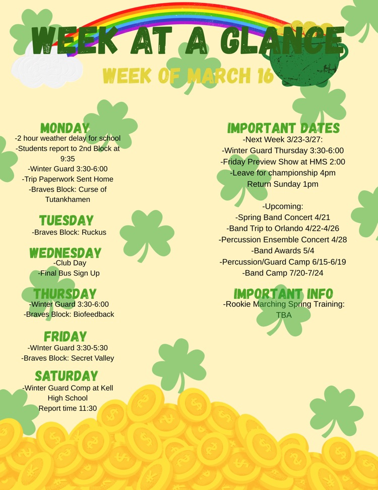 Week at a Glance 3/16
