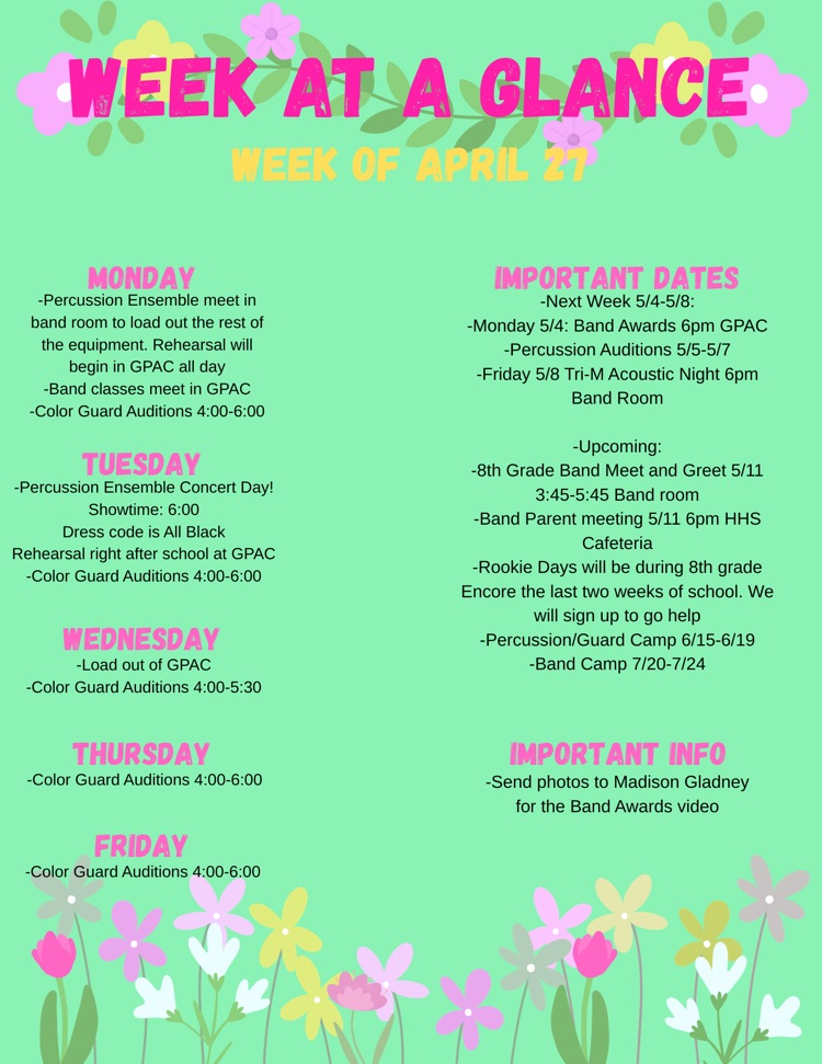 Week at a Glance 4/27