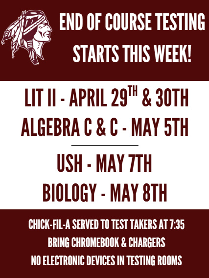EOC Testing Dates Spring 2026