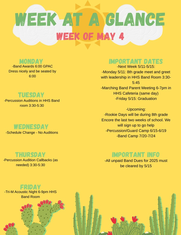 Week at a Glance 5/4