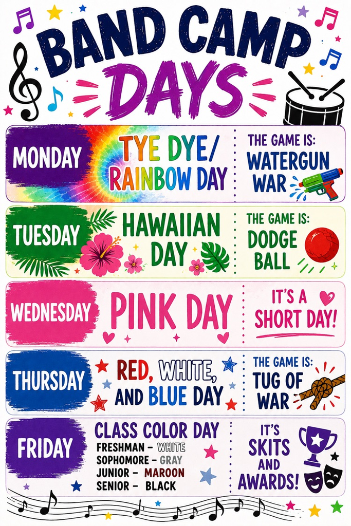 Band Camp Theme Days 2026