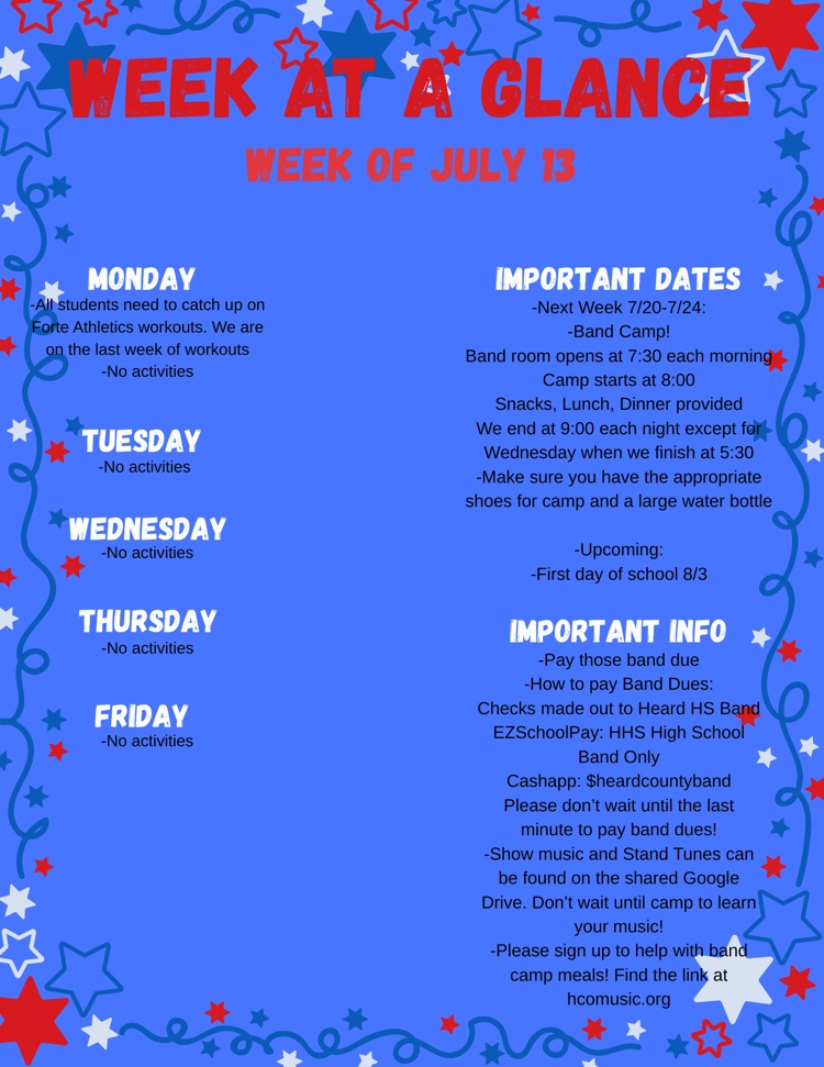 Week at a Glance 7/13