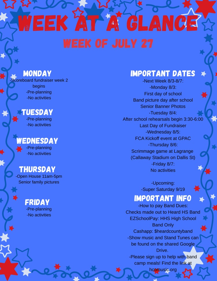 Week at a Glance 7/27