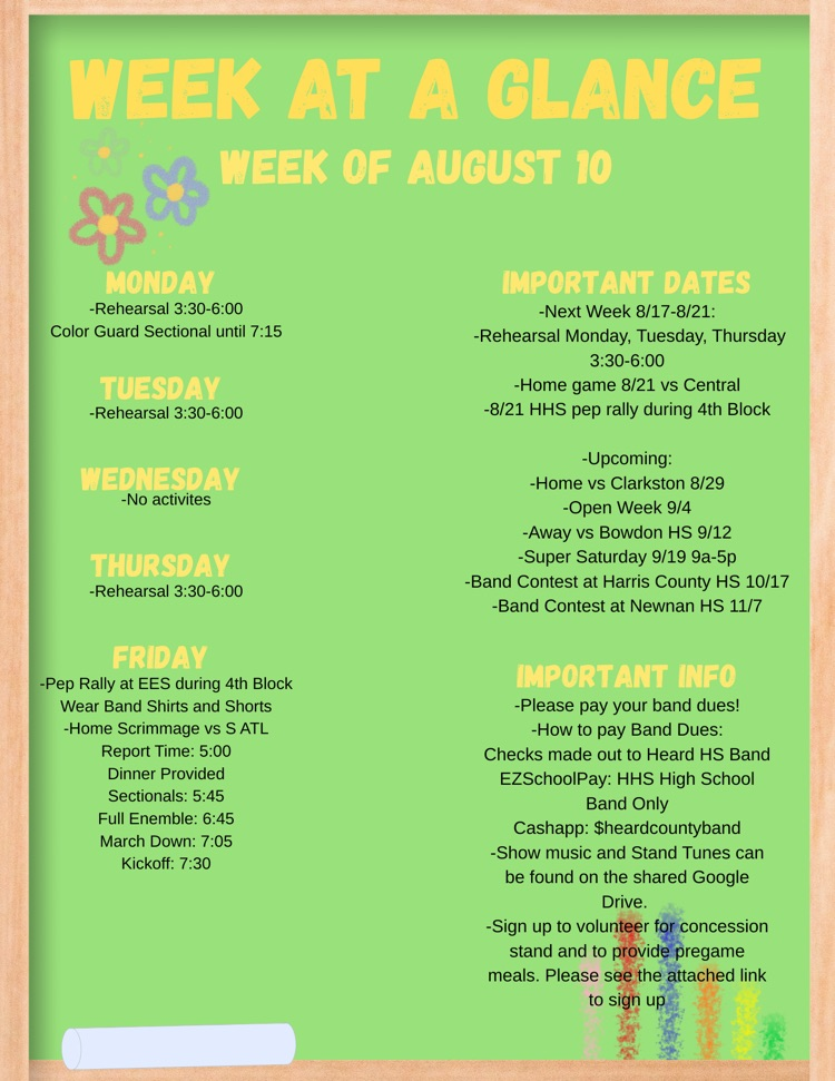 Week at a Glance 8/10 