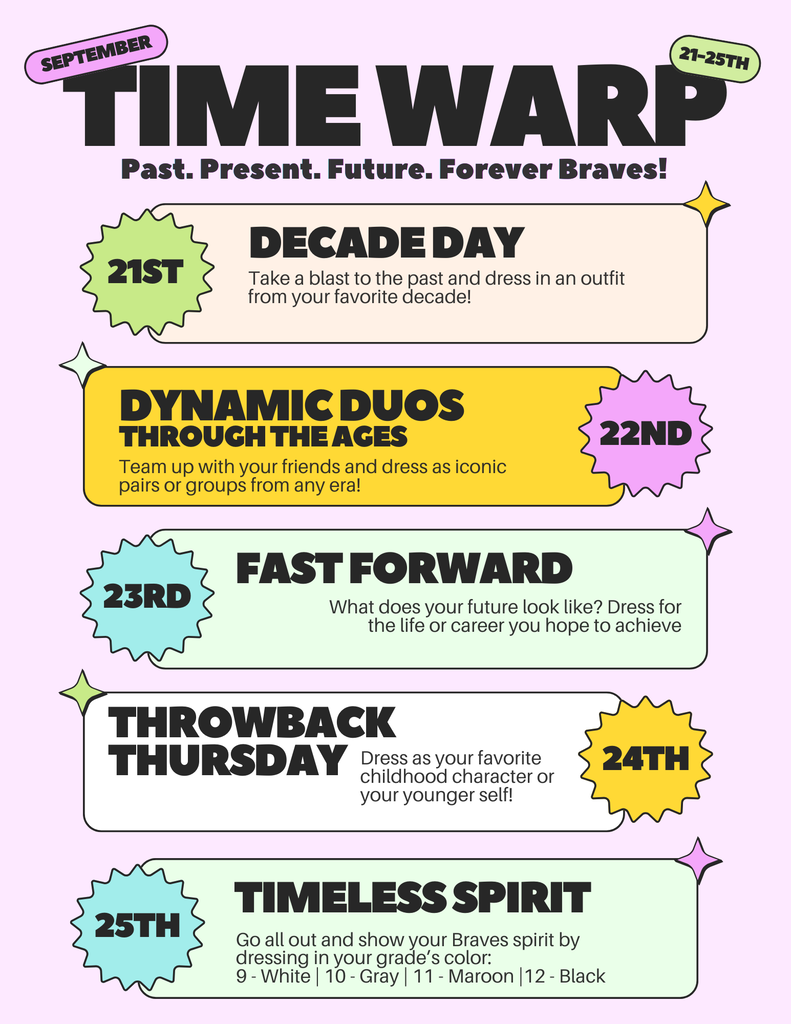 Time Warp Homecoming Week Flyer