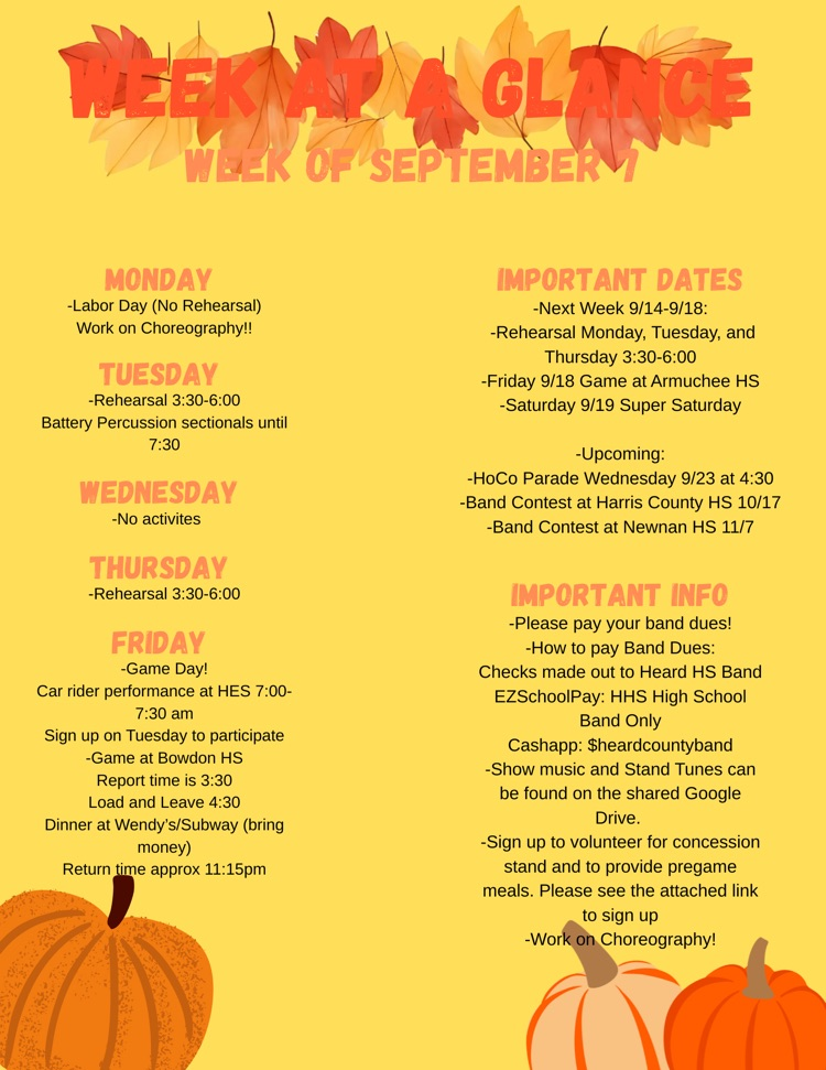 Week at a Glance 9/7