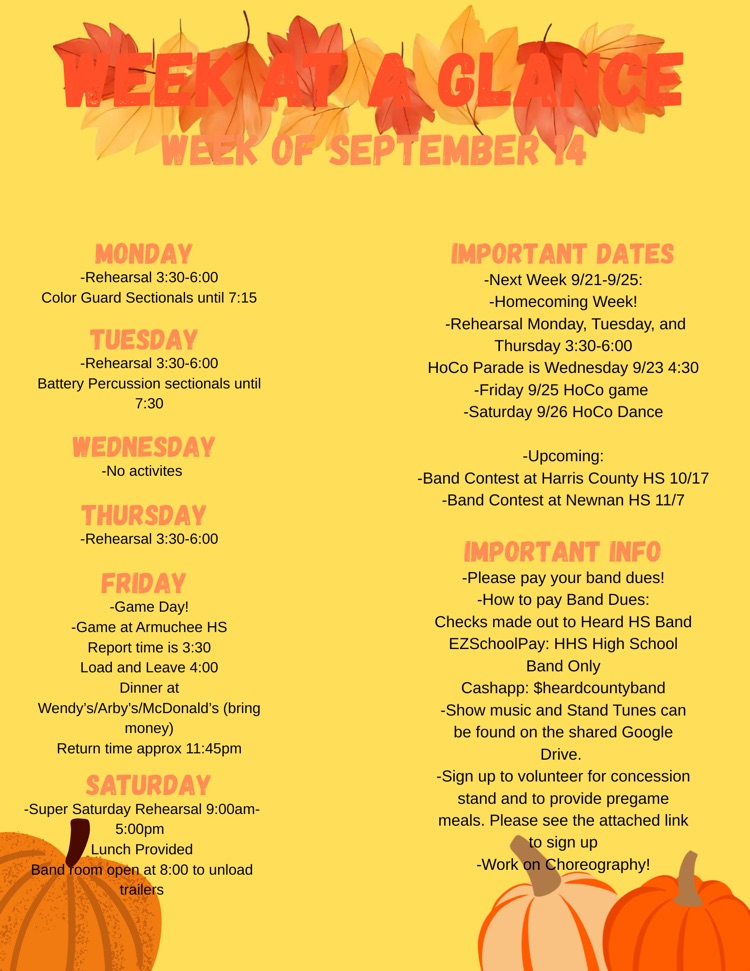 Week at a Glance 9/14