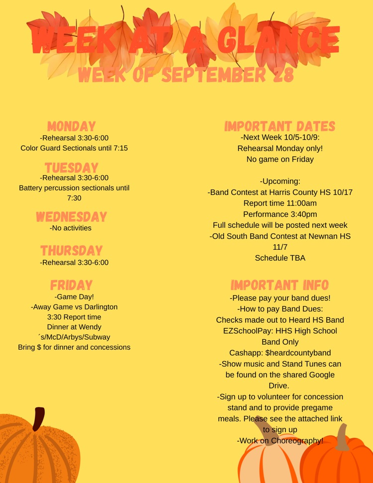 Week at a Glance 9/28