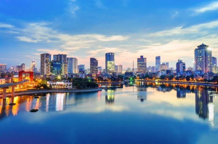 Hanoi skyline at dusk
