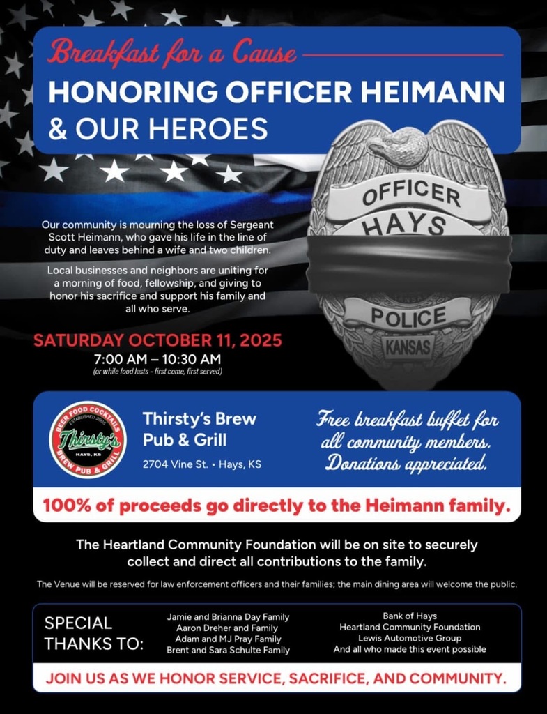 Honoring Sgt. Heimann Flier Black Background with Blue Banners