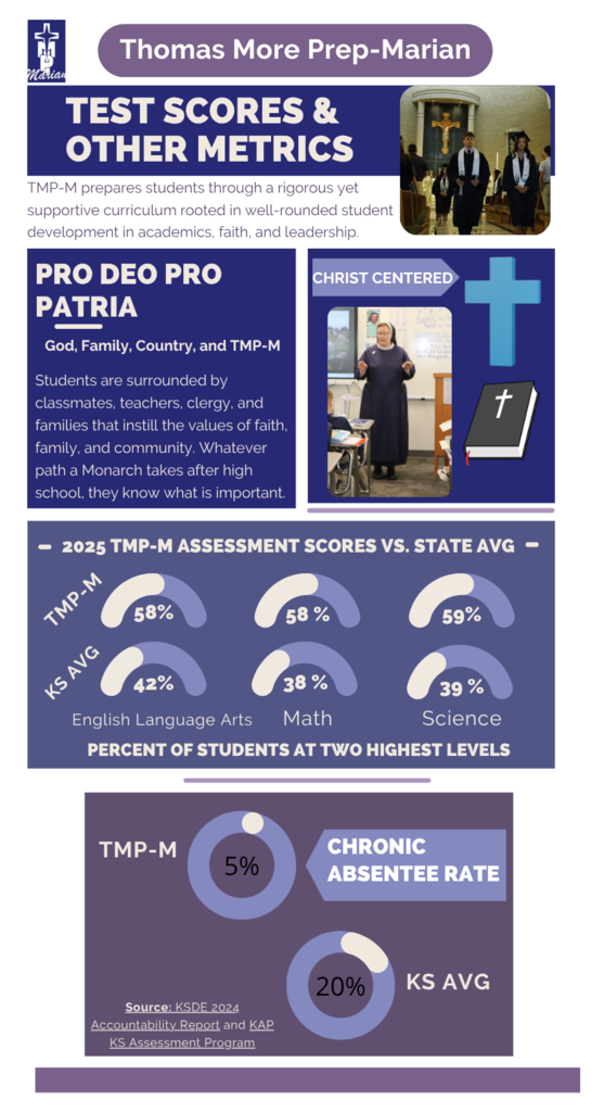 Infographic of test scores in navy boxes