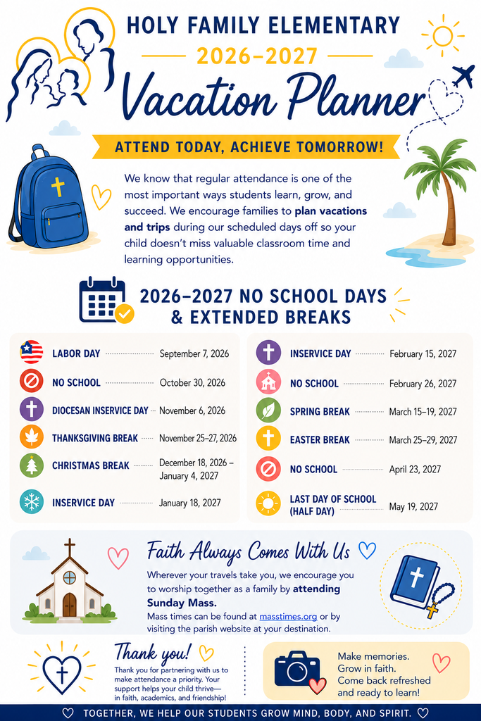 Holy Family Elementary Vacation Planner