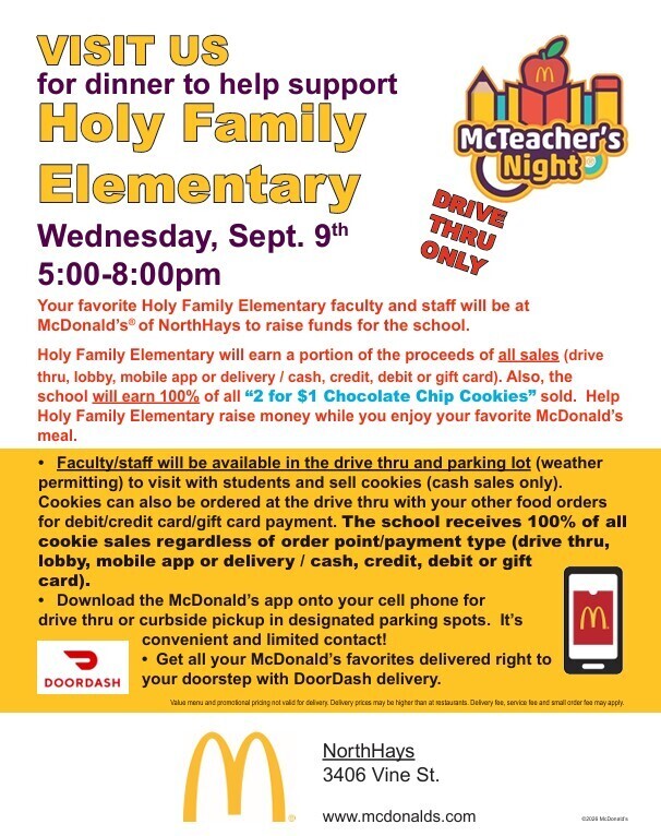 Holy Family Elementary McTeacher's Night