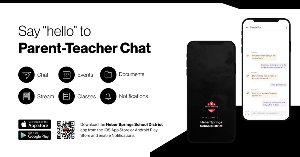 say hello to two way chat in the heber springs school district app