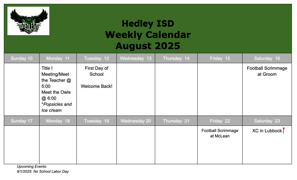 Weekly Calendar