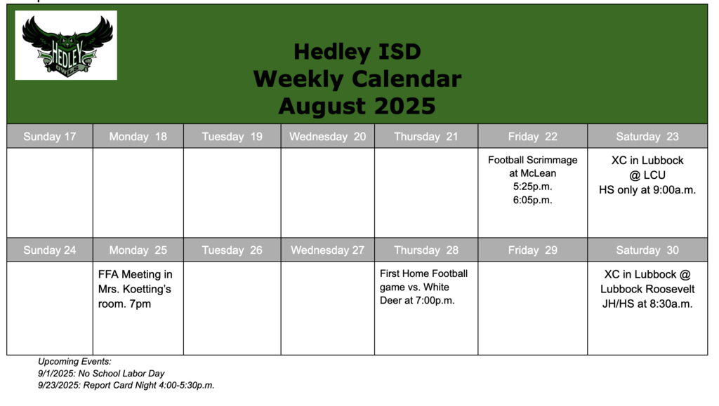 Weekly Calendar