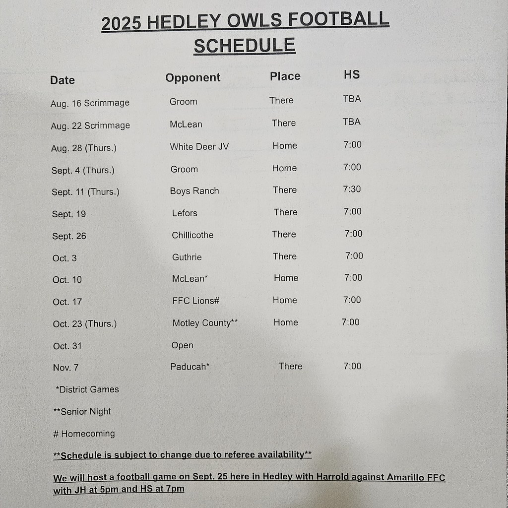 Schedule