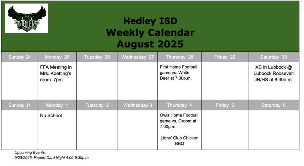 Weekly Calendar