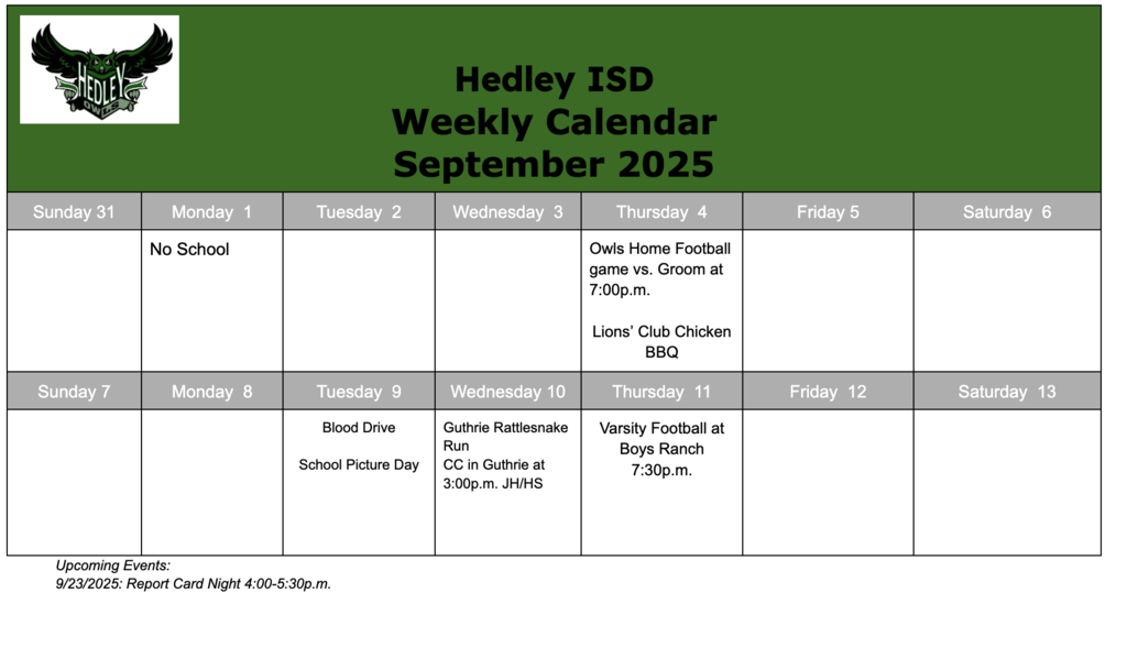 Weekly Calendar
