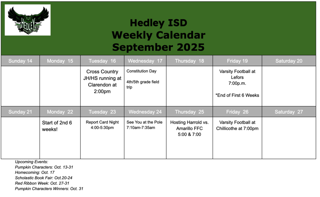 Weekly Calendar